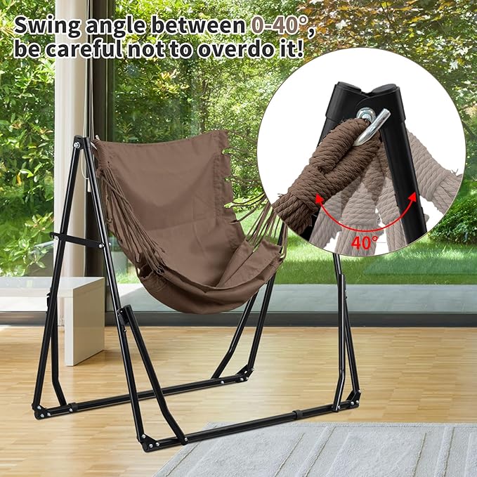 2 in 1 Hammock with Stand, Outdoor Hammock Swing Chair with Portable Heavy Duty Stand, Multi-Functional Hammock Stand 480 lbs Weight Capacit-Coffee