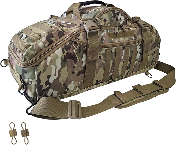 Hannibal Tactical 55L Large Duffle Bag, 3-in-1 Tactical Backpack MOLLE Pack for Sports, Gym, Outdoor, CP