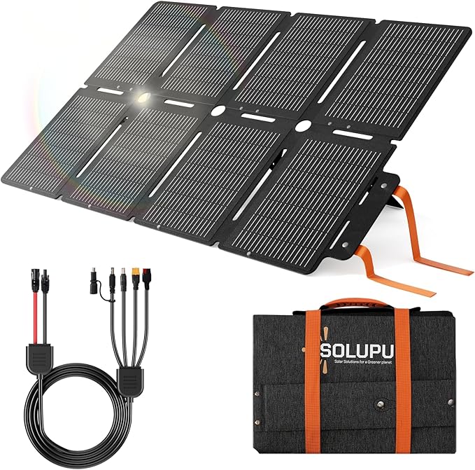 SOLUPUP 100W Portable Solar Panels-24% High Efficiency-Compact 8-fold Design MC-4 Output for Power Station Generator Power Banks RV & Emergency IP67 Waterproof for Camping RV Travel Outdoor Activities