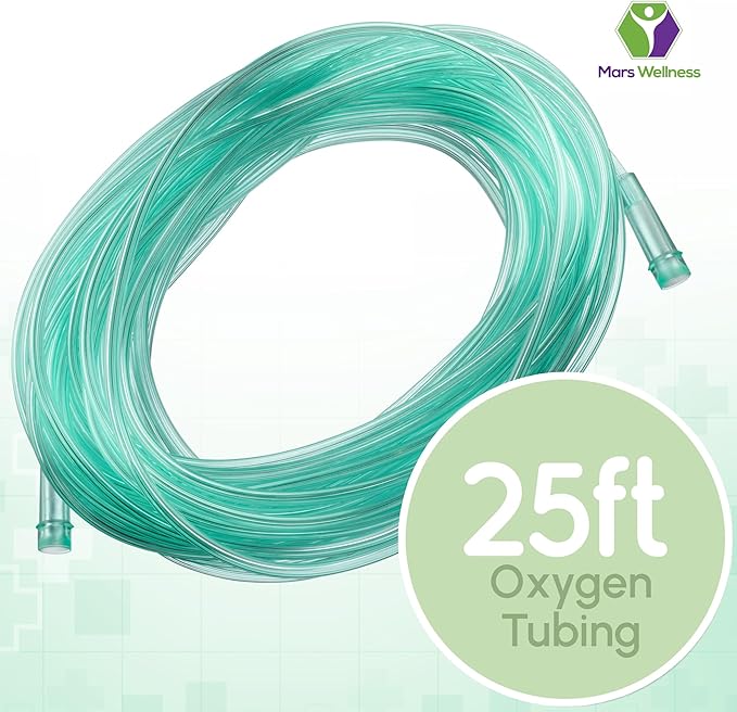 Mars Wellness Oxygen Tubing - Premium Green Crush Resistant Oxygen Tubes - 25 Foot - Pack of 10