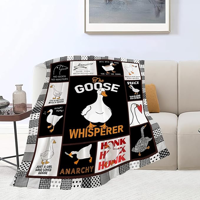 Funny Goose Blanket Soft Cozy Cute Goose Plush Throw Blanket Warm Lightweight Flannel Fleece Bedding Goose Stuff Animal Decor Blanket Gifts for Lover Girls Kids Adults Women 50"x60"
