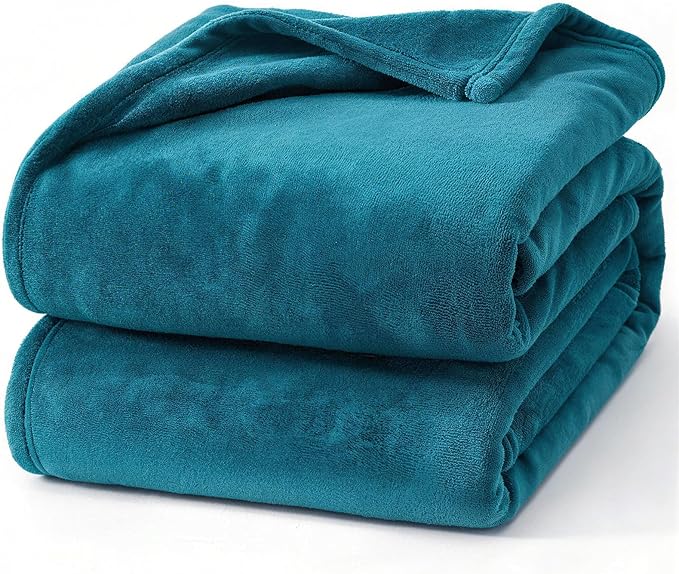 Hansleep Fleece Teal Throw XL Blanket, Super Soft Flannel Fuzzy Plush Cozy Blanket for All Seasons, Teal, Throw XL 50x70 Inches
