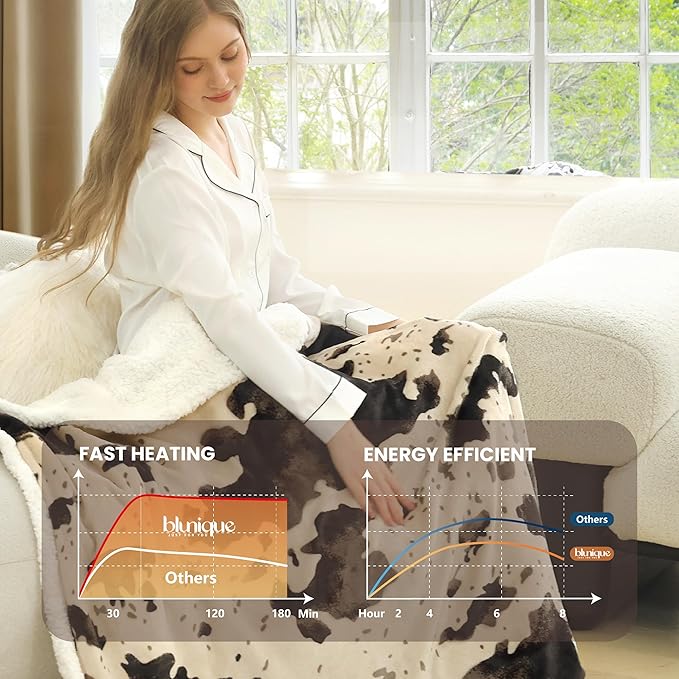 Heated Blanket Twin Blanket - Fast Heating Electric Blanket, Soft Flannel Heated Twin with 4 Time Settings,10 Heating Settings, Warm Gifts for Women & Mom & Grandma(62"x84" Light Brown)