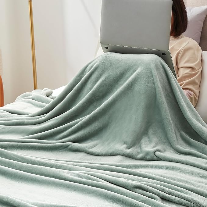 Hansleep Fleece Celadon King Blanket, Super Soft Flannel Fuzzy Plush Cozy Blanket for All Seasons, Celadon, King 90x108 Inches
