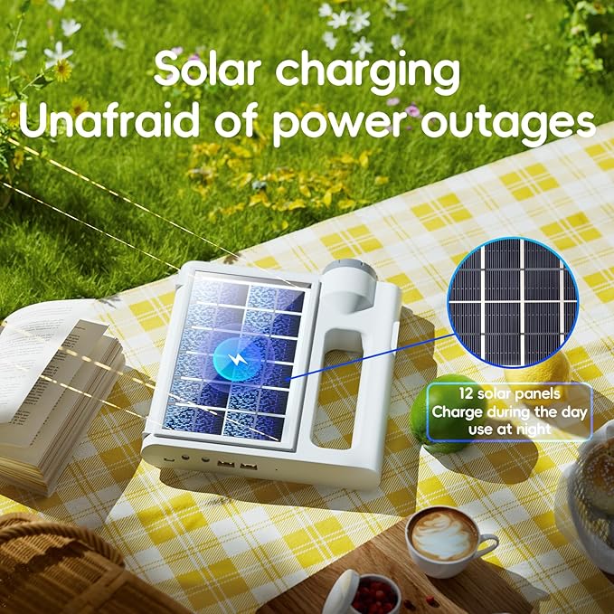 Solar Camping Lantern, 80 Hours LED Solar Lanterns, 5000mAh Camping Essentials with 6 Lighting Modes and SOS, Emergency Rechargeable Light, Lanterns for Power outages Hurricane, Hiking, Fish and Home