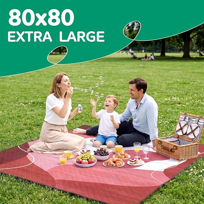 Waterproof Picnic Blanket Beach Outdoor Camping Mat Extra Large Foldable Cute Big Travel Essential Accessories Gift Park Patio Lawn Garden Grass Ground Play Music Festival Concert Must Have