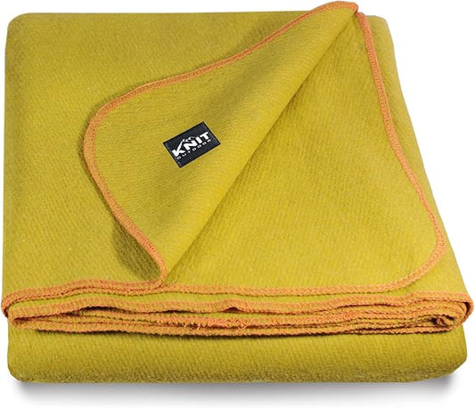 Large Military Wool Blanket - Warm & Thick Emergency Survival Blanket Great for Camping, Outdoors, Sports Events, Picnics, 4.5 lbs, 64" x 88" (Ochre Yellow)