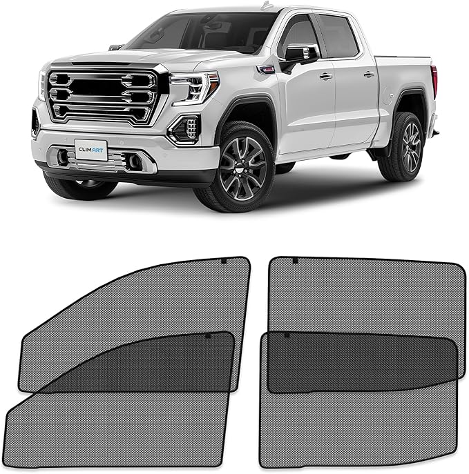 CLIM ART Magnetic Car Window Shades for GMC Sierra 1500 2019-2026 Crew Cab – Custom-Fit Sun Blocker Curtains, Side Window Covers, Essential Car Accessories for Camping, Privacy Protection - MS0254