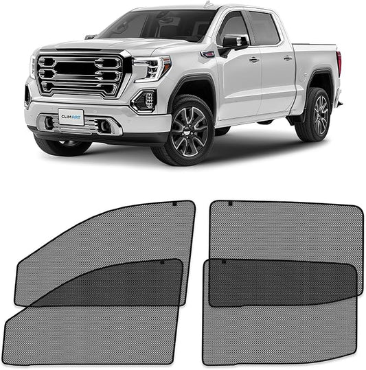 CLIM ART Magnetic Car Window Shades for GMC Sierra 1500 2019-2026 Crew Cab – Custom-Fit Sun Blocker Curtains, Side Window Covers, Essential Car Accessories for Camping, Privacy Protection - MS0254