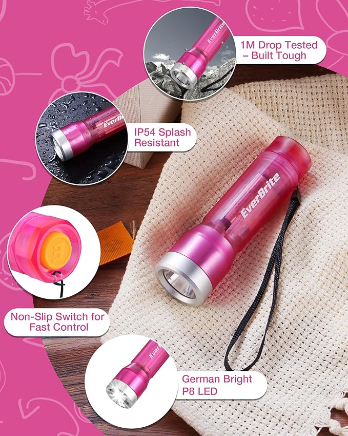 EverBrite 3-Pack Small Flashlight, Compact LED Flashlights with 3 Modes, Water-Resistant Mini Flashlight for Home, Camping, and Emergencies, 3 AAA Batteries Included, Assorted Colors