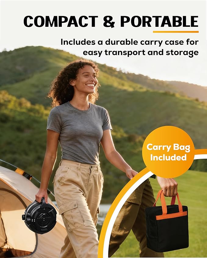 Propane 2-Burner Camping Stove with Windscreen, Portable& Foldable Camping Stoves with Carry Bag, 20000 BTU Camp Stove with Adjustable Burners& Piezo Ignition for Camping& Outdoor (Black)