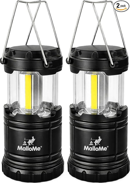 MalloMe LED Camping Lantern, Battery Powered Lanterns for Power Outages, Portable Hanging Collapsible Camping Lights for Outdoor, Home, Emergency, Hurricane Lamp Survival Outage Light 3 x AAA Operated
