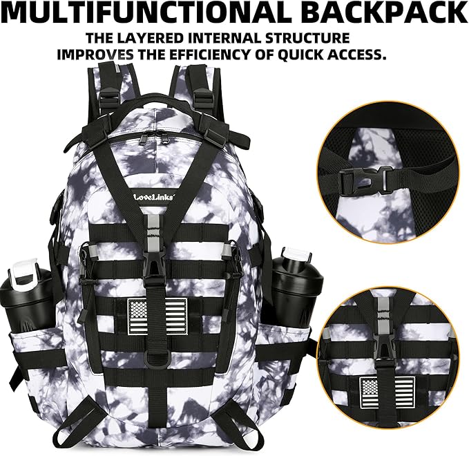 Lovelinks21 25L Tactical Backpack Hiking Daypacks Outdoor Military Molle Bag EDC Rucksack Motorcycle Backpack for Camping