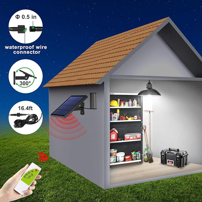 Lightonight Solar Pendant Lights IP65 Weatherproof Dusk to Dawn Solar Shed Lamp with Remote Controller for Outdoor Gazebo Barn Chicken Coop Bullpen Pig Pen Stables Tents 1 Pack