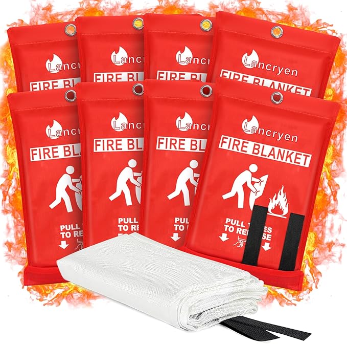 Lancryen Emergency Fire Blanket, Fire Extinguisher Blanket, Fire Suppression Fabric, Flame Retardant Towel Fire Safety Cloth for Home, Kitchen, School, Grill, Car, Office, Warehouse(40” x 40”)