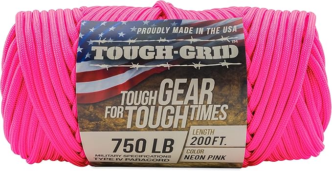 TOUGH-GRID 750 Paracord Military Grade Nylon Rope - Type IV Mil-Spec Made in USA - Tactical Survival Cord