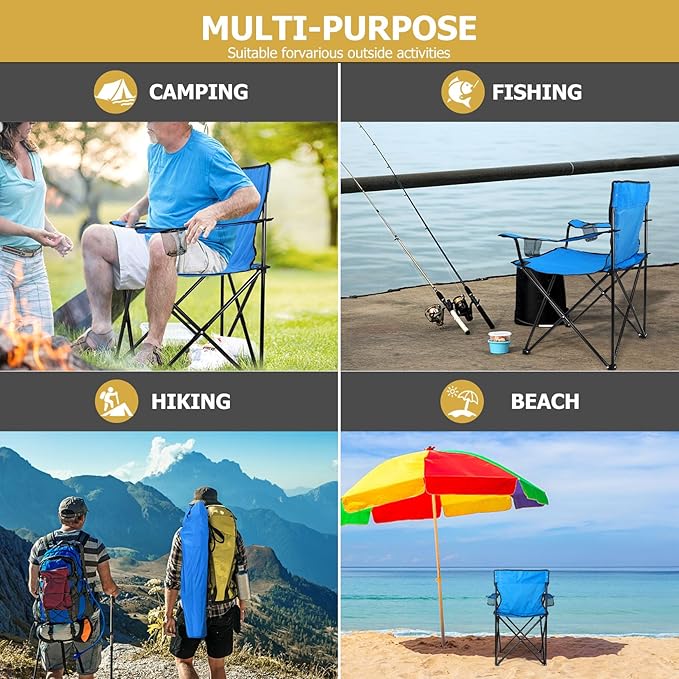 Joyfair Portable Camping Chair, Outdoor Lawn Folding Chairs for Adults, Heavy Duty Large Foldable Chairs for Beach, Fishing, Tailgating and More Outdoor Sport, Carry Bag & Cup Holder