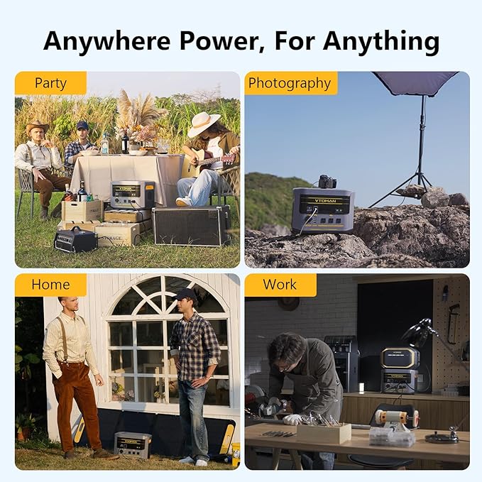 VTOMAN FlashSpeed 2400 Portable Power Station With 400W&200W solar panel, 1408Wh LiFePO4 (LFP) Battery, Full Charge in 58 Min,2400W(Peak 3200W) Solar Generator for Home Backup Power, Camping & RVs