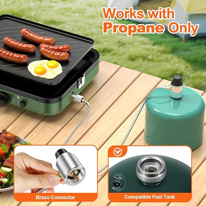 Propane 2-Burner Foldable Camping Stove with Carry Bag, Portable Propane Camp Stoves with Adjustable Burners & Piezo Ignition for Outdoor Cooking, Tailgating, Backyard Gathering(Griddle Not Included)