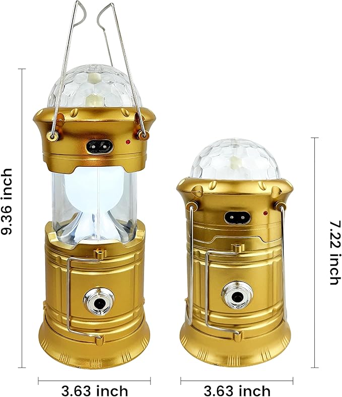 Rechargeable LED Camping Lantern - Waterproof & RGB Tent Light with Phone Charger for Outdoor, Emergency, Hurricane, Storm, Power Outage (3 Light Modes)