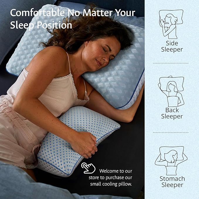 Cooling Gel Memory Foam Pillows for Sleeping Standard Size, Bamboo Rayon Bed Pillow for Back Side Sleeper, Medium Firm Contoured Support for Neck Shoulder Pain Relief, Washable Breathable Dorm Twin XL