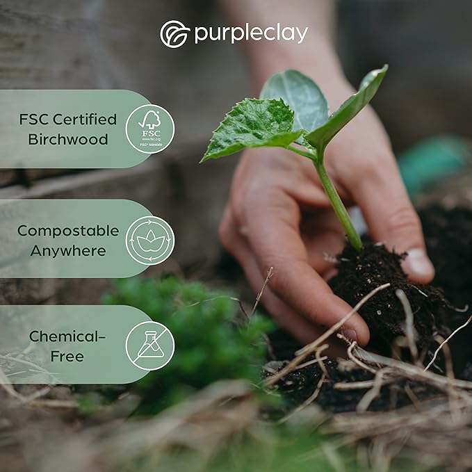 PURPLECLAY Wooden Knives Disposable – 300 Piece Wood Compostable Knives, Eco-Friendly Biodegradable Cutlery Set, Charcuterie Accessories Disposable, Wooden Knife for Parties, Plastic-Free Utensils