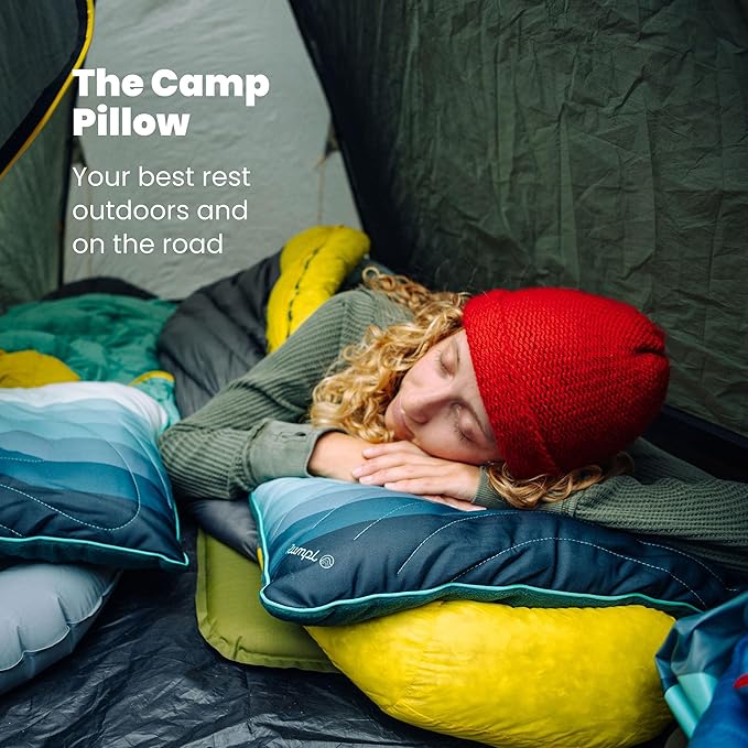 Rumpl Camp Pillow - Packable, Adjustable Comfort for Outdoors and Travel, Midnight Retro Stripes