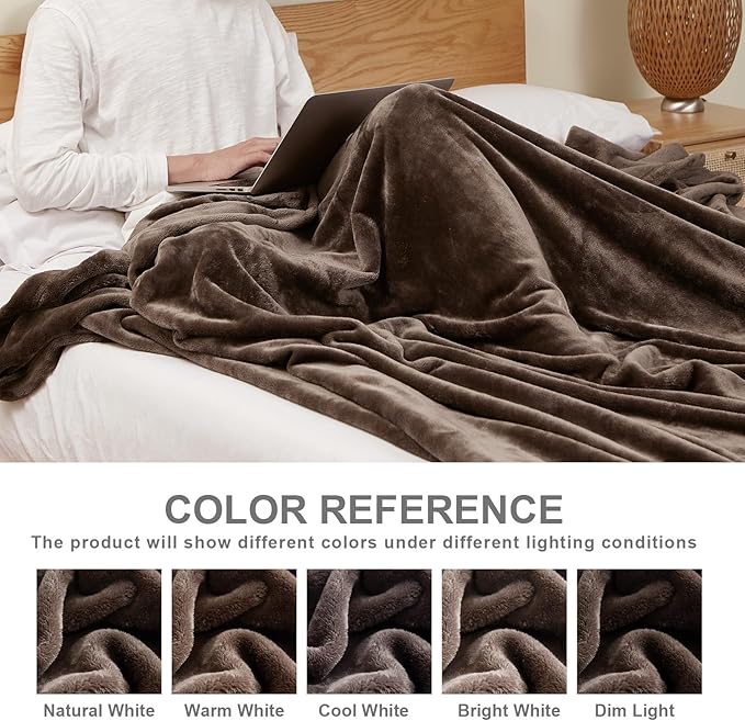 Hansleep Fleece Brown Twin Blanket, Super Soft Flannel Fuzzy Plush Cozy Blanket for All Seasons, Brown, Twin 60x80 Inches