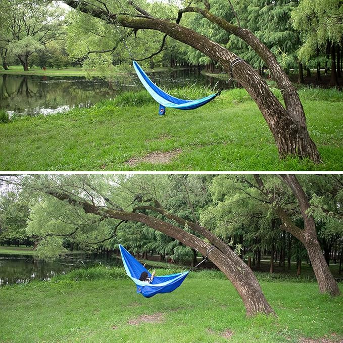 AnorTrek Camping Hammock, Super Lightweight Portable Parachute Hammock with Two Tree Straps Single or Double Nylon Travel Tree Hammocks for Camping Backpacking Hiking