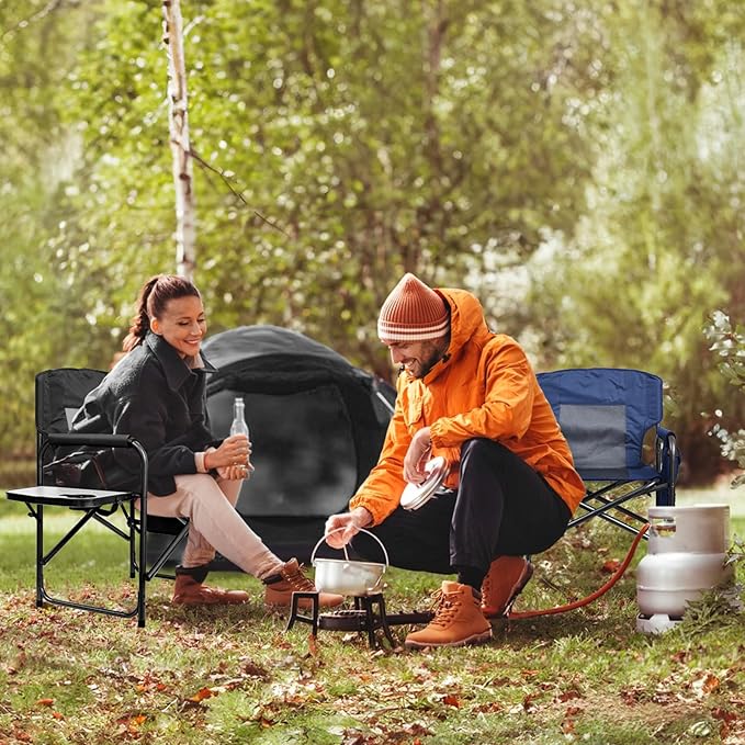 Yestomo Camping Chairs, Folding Chairs for Outside, Directors Chairs Foldable Adults Heavy Duty,Support to 450LBS