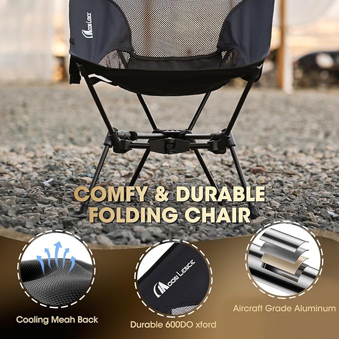 MOON LENCE 2 Pack Portable Camping Chairs Backpacking Chair - The 4th Generation Ultralight Folding Chair - Compact, Lightweight Foldable Chairs for Hiking Mountaineering, Beach