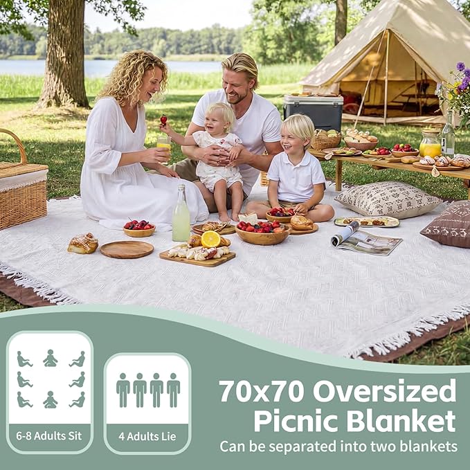 2 in 1 Extra Large Camping Blanket Outdoor Picnic Yoga Mat Lightweight Car Essential Roadtrip Gadget Rv Accessories Glamping Tent Gear Must Haves Hiking Stuff Backpacking Necessities Women Beach Gift