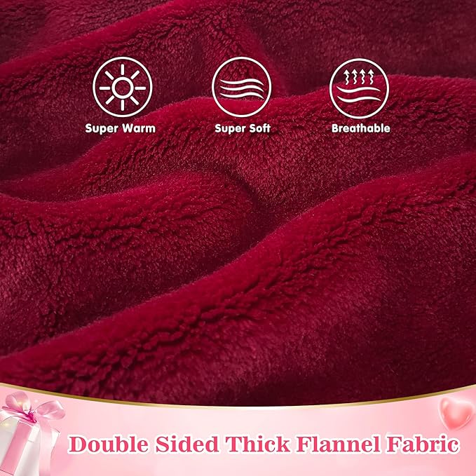 Waitu Wearable Blanket Sweatshirt for Women and Men, Super Warm and Cozy Giant Blanket Hoodie, Thick Flannel Blanket with Sleeves and Giant Pocket - Red