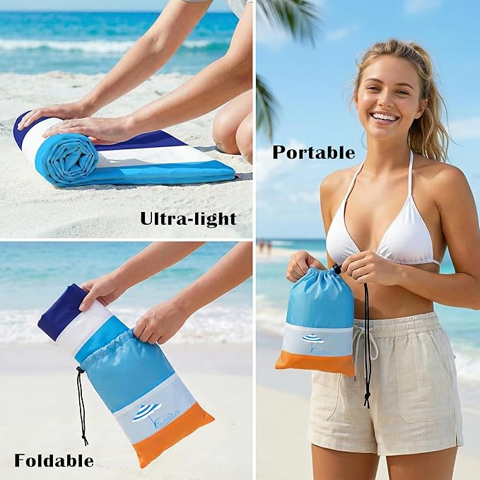 Famstar Beach Blanket Oversized Extra Large 78" X 81",Waterproof Sandproof Beach Blanket 1-7 Adults Lightweight Durable for Travel Camping Hiking Picnic