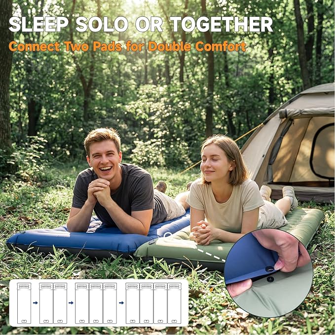 Camping Sleeping Pad, 5" Ultralight Inflatable Sleeping Mat with Pillow, Built-in Foot Pump Inflatable Sleeping Pads Compact for Camping Backpacking Hiking Traveling Tent (Green)