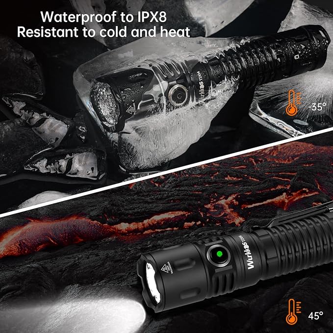 Wurkkos TD04 Tactical Flashlight,3000 Lumens USB-C Rechargeable LED Flashlight,IP68 Waterproof Dual Switch EDC Flashlight Emergency with Easy Operation for Camping Hiking Flashlight