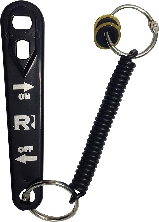 Oxygen Cylinder Wrench w/Bungee & 2 Brass Yoke Washer Seals for O-Ring Replacement on O2 Regulators