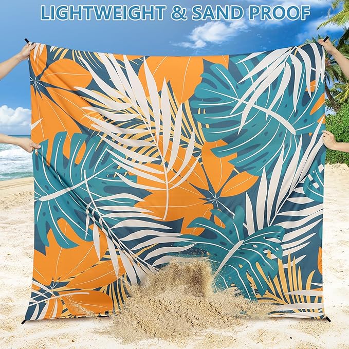 HIHOHO Beach Blanket Waterproof Sandproof Extra Large Beach Mat 79" X 83"/120"x108"for 1-8 Adults Quick Drying Durable Outdoor Picnic Mat for Beach Travel Camping Hiking