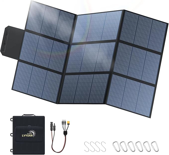 LVYUAN 400W Portable Solar Panel, 36V Foldable Blanket Solar Panel IP64 Waterproof, Upgraded 23% Efficiency for Solar Power Station Generator for Outdoor Camping Backpacking Hiking