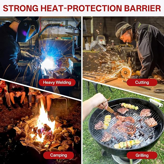Welding Blanket Fire Resistant Large 6x8 ft - Fiberglass Flame Retardant Fabric 1022 °F High Temp Heat Shield Blankets Insulation Mat for Soldering, Grill, Industrial, Smoker, Camping
