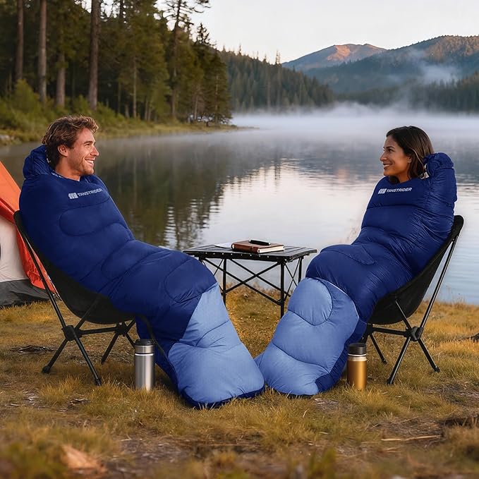 Sleeping Bag for Adults Warm Weather, Compact Lightweight Backpacking Sleeping Bag with Compression Sack, Camping Essentials Gear for Hiking Travel Climbing Outdoor & Indoor Use