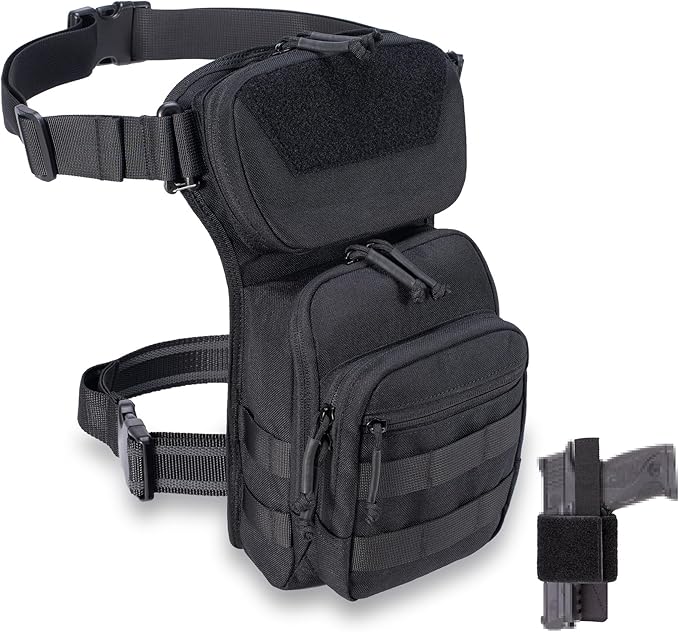 Tactical Drop Leg Bag Utility Pouch Molle Pack for Outdoor Motorcycle Cycling Hunting Hiking with CCW Gun Holster