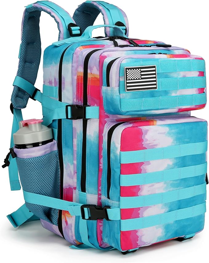 Lovelinks21 45L Tactical Assault Backpack 3 day assault pack with Molle Waterproof backpack Rucksack for Tactical Backpacks (Rainbow)