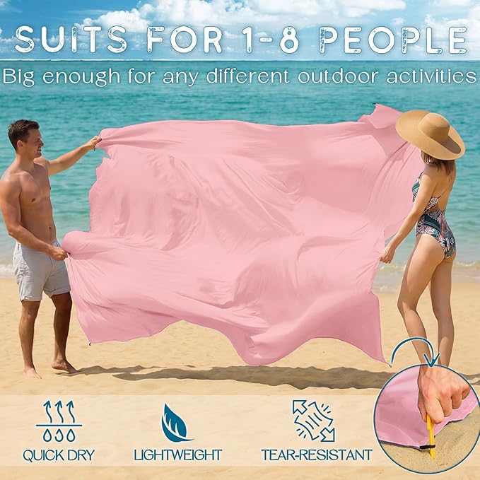 BYDOLL Beach Blanket 10'X9' Waterproof Sandproof Suits1-8 Adults Oversized Lightweight Large Blanket Picnic Mat for Beach Sand Free Travel Camping Hiking Picnic