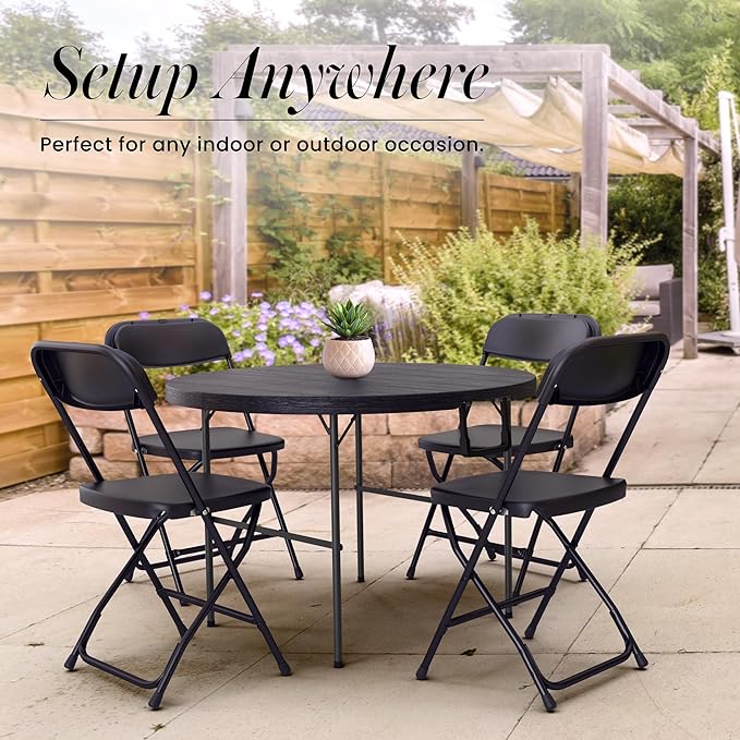 Our Modern Space 3.5 Feet Circular Round Foldable Table with Built in Handle & Steel Legs | Heavy Duty Portable | Perfect for Party, Dining, Wedding, Events, Picnic Indoor, Outdoor, Camping, Utility
