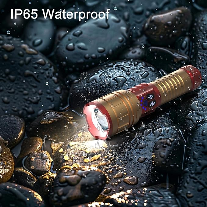 iodoo 3 in 1 Rechargeable Flashlight True 5000 Lumens Outdoor Strong Cob Light, 5000mAh Zoomable Beam LED Flash Light with Magnet Power Failure Emergency Survival Kits Snowstorm (6 in 1)