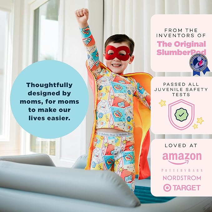 SlumberPod SlumberTot Inflatable Toddler Travel Bed - Portable Kids Air Mattress with Safety Bumpers - Perfectly Sized Ideal for Travel or Home Use - Includes Electric Pump