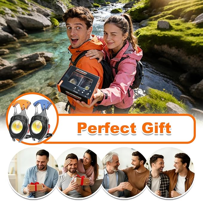 COB Keychain Work Light Flashlight - Rechargeable Multitool Camping Fire Starter 7modes 1600 Lumens for Emergency Survival Hiking Gear,Walking Dogs EDC for Men,Outdoor Enthusiasts(2Pack)