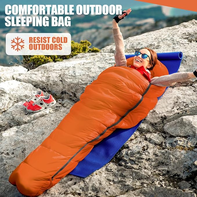 OBTANIM Sleeping Bags Portable Waterproof Camping Sleeping Bag for Adults Kids 4 Seasons Cold Weather or Warm Backpacking Hiking Travel Indoor Outdoor Use