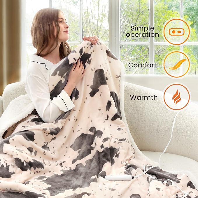 Heated Blanket Throw Blanket - Fast Heating Electric Blanket, Soft Flannel Heated Throw with 4 Time Settings,10 Heating Settings, Warm Gifts for Women & Mom & Grandma(50"x60" Light Coral)